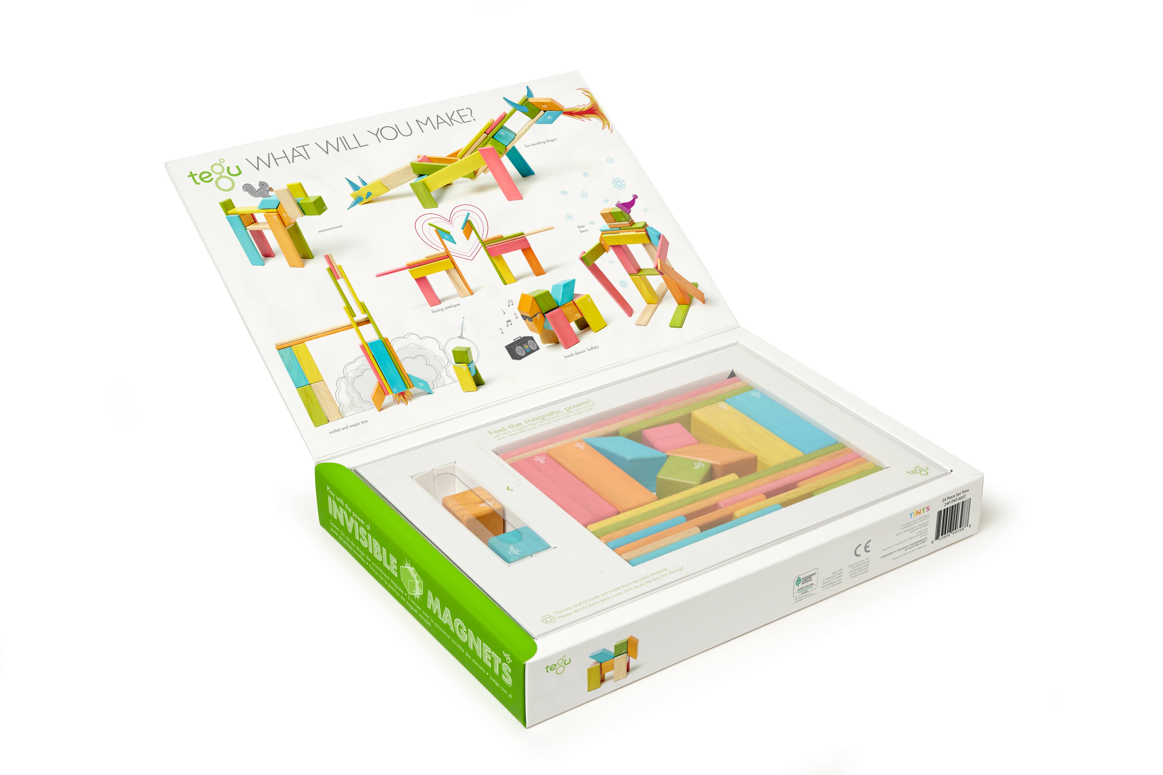 24 Piece Magnetic Wooden Block Set: Tints
