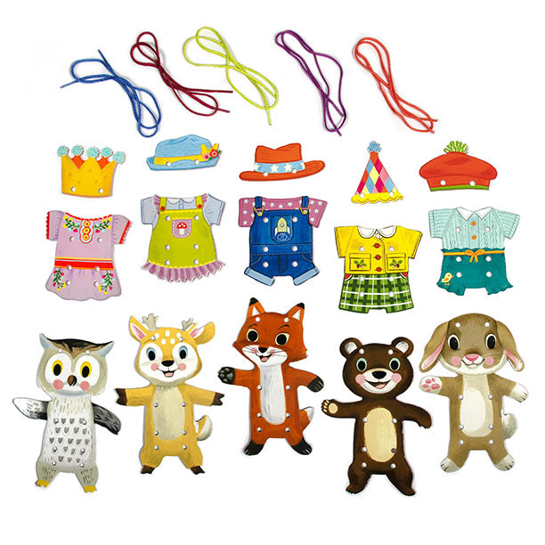 eeBoo Woodland Friends Dress Up Lacing Card