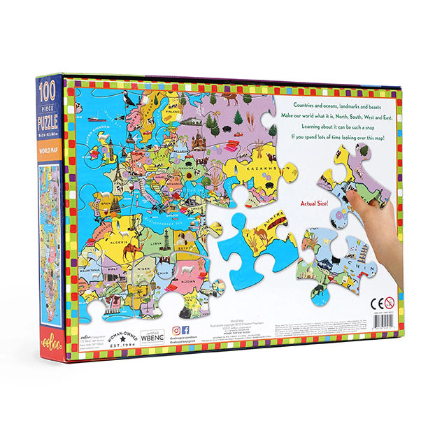 eeBoo World Map 100 Piece Puzzle