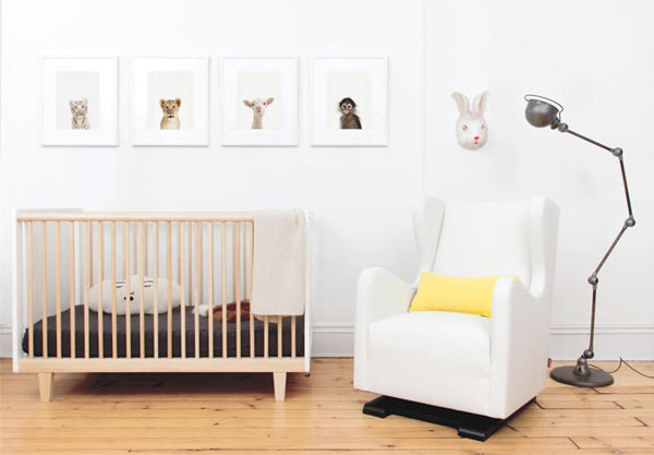 Oeuf Rhea Crib - Birch with White