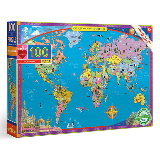 eeBoo World Map 100 Piece Puzzle