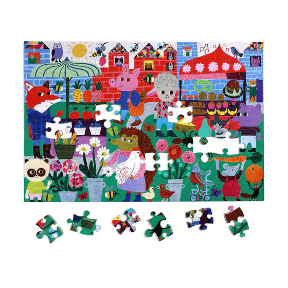 eeBoo Green Market 100 Piece Puzzle