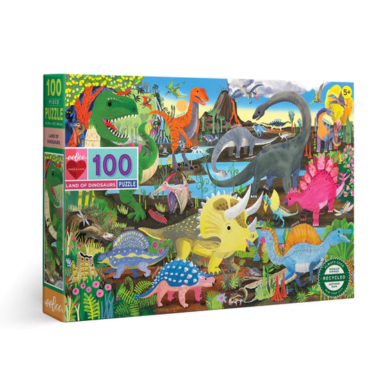 eeBoo Land of Dinosaurs 100 Piece Puzzle