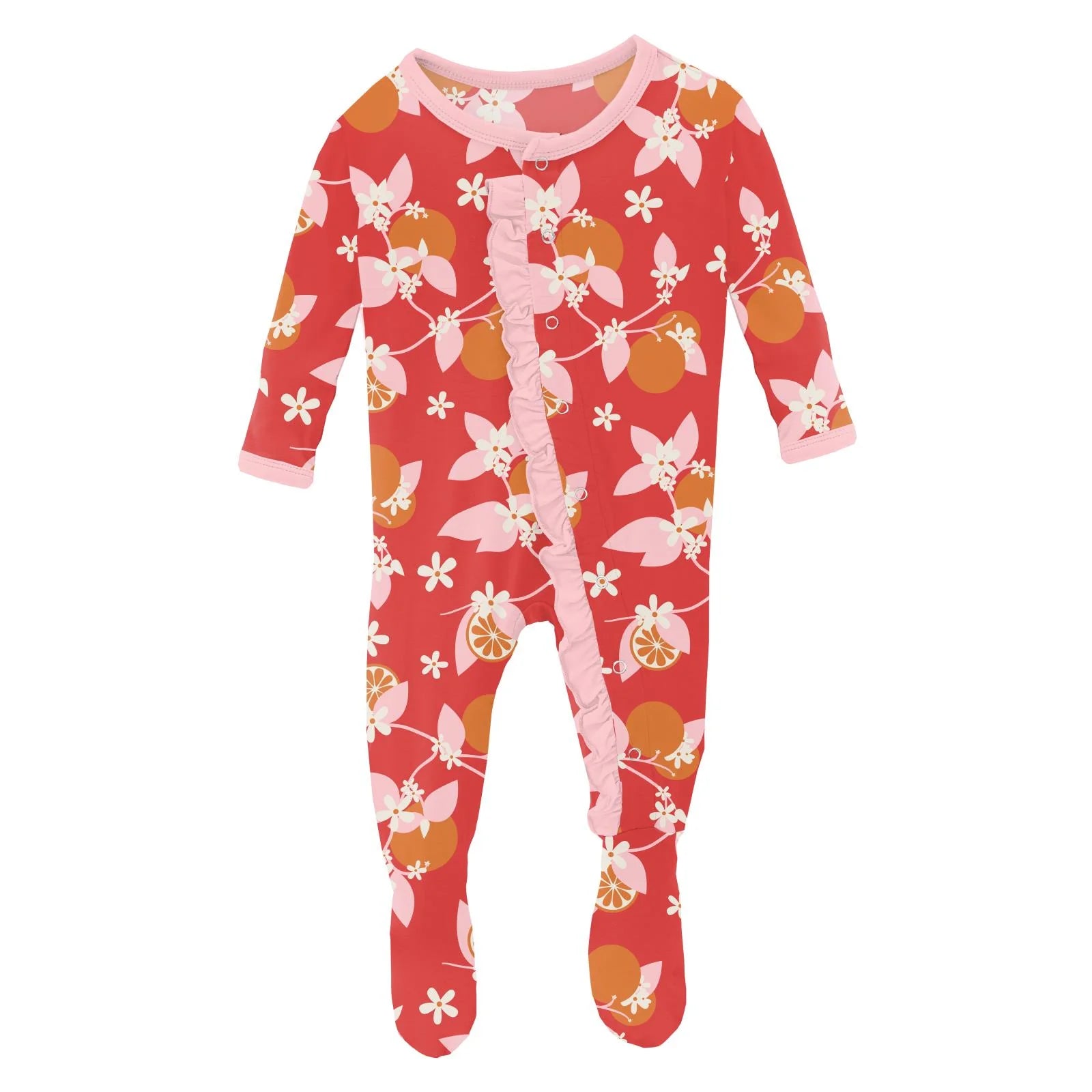 Kickee Pants Natural Farm Animals Infant Ruffle Footie 6-9 Months New  Bamboo PJs 